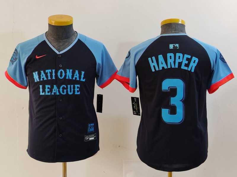 Youth Philadelphia Phillies #3 Bryce Harper Navy 2024 All Star Limited Stitched Jersey->2024 mlb all-star->MLB Jersey